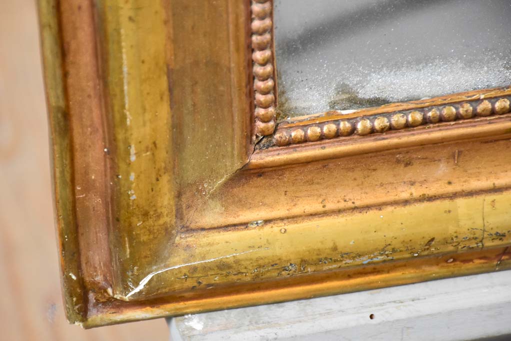 Antique French Louis Philippe mirror with gilt frame and mercury glass 25¼" x 35"