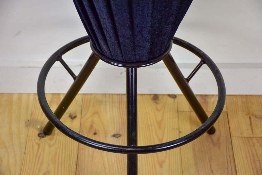 Set of five vintage Italian barstools with black floral upholstery