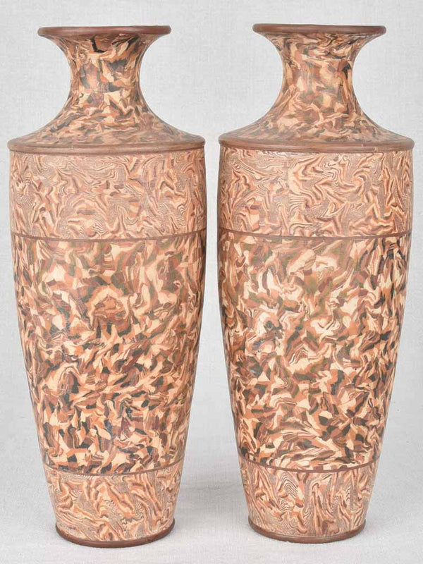 1900s signed Pichon terracotta vases set