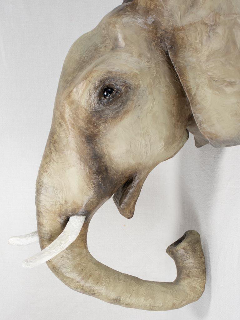 Artisan made papier-mâché elephant head 29¼"