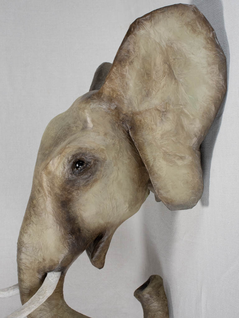 Artisan made papier-mâché elephant head 29¼"