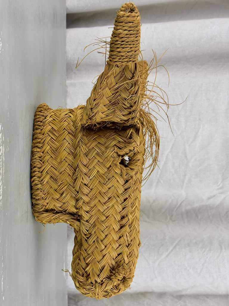 Vintage French donkey's head - straw