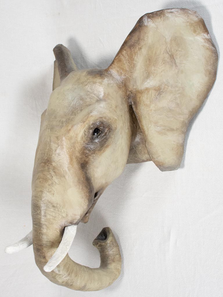 Artisan made papier-mâché elephant head 29¼"