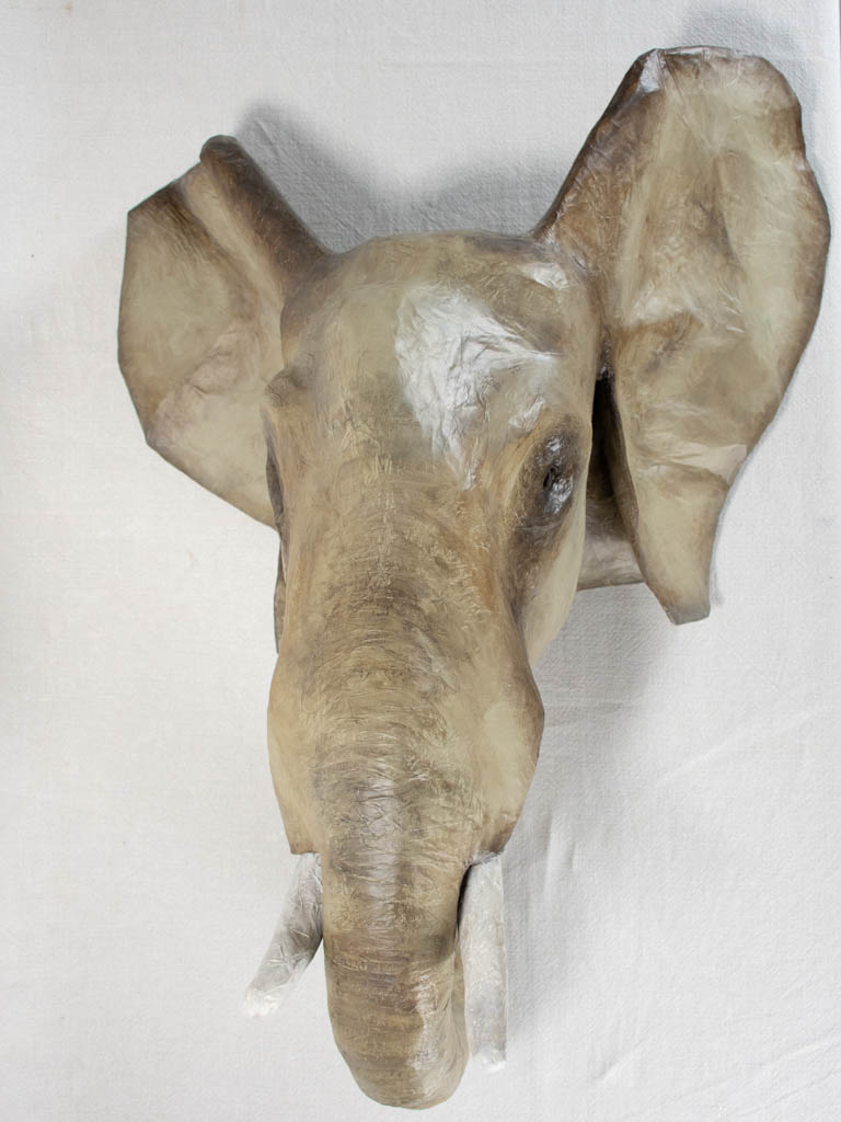 Artisan made papier-mâché elephant head 29¼"