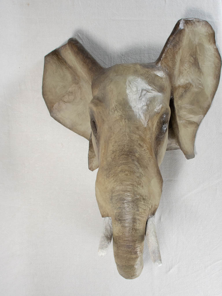 Artisan made papier-mâché elephant head 29¼"