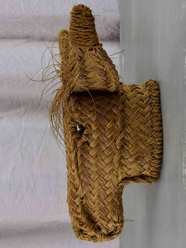 Vintage French donkey's head - straw