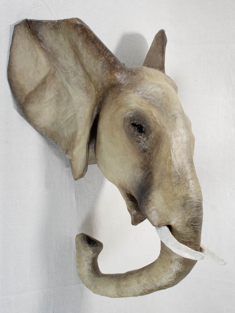 Artisan made papier-mâché elephant head 29¼"