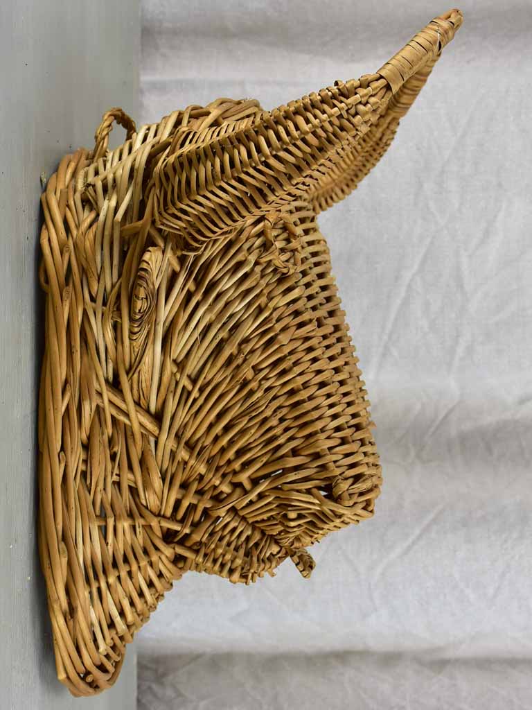 Vintage French bull's head - wicker