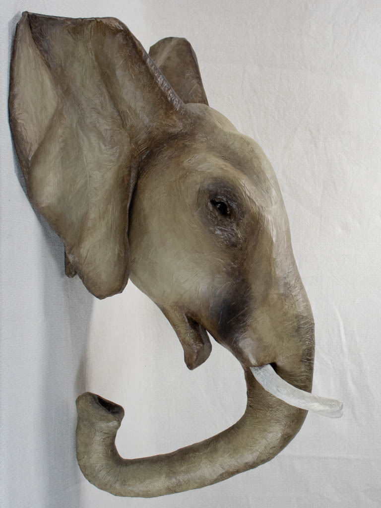 Artisan made papier-mâché elephant head 29¼"