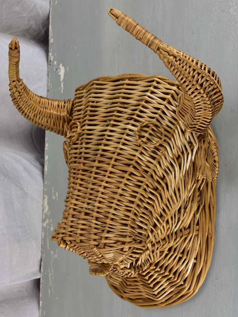 Vintage French bull's head - wicker
