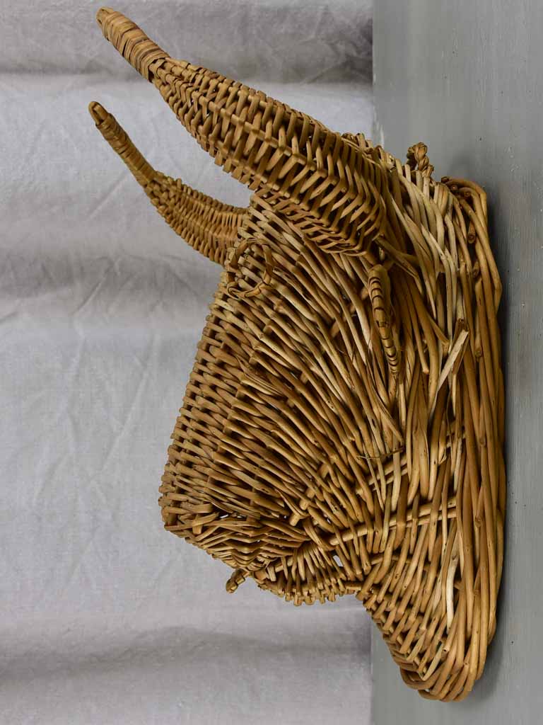Vintage French bull's head - wicker