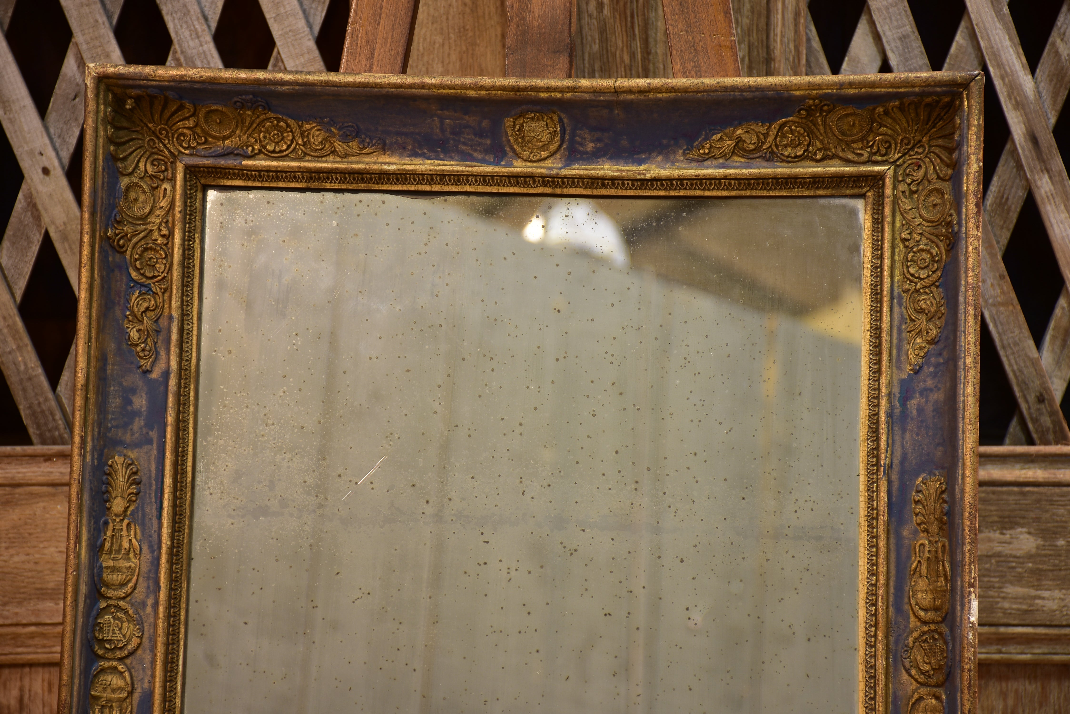 Early 19th century French Restauration mirror with blue patina