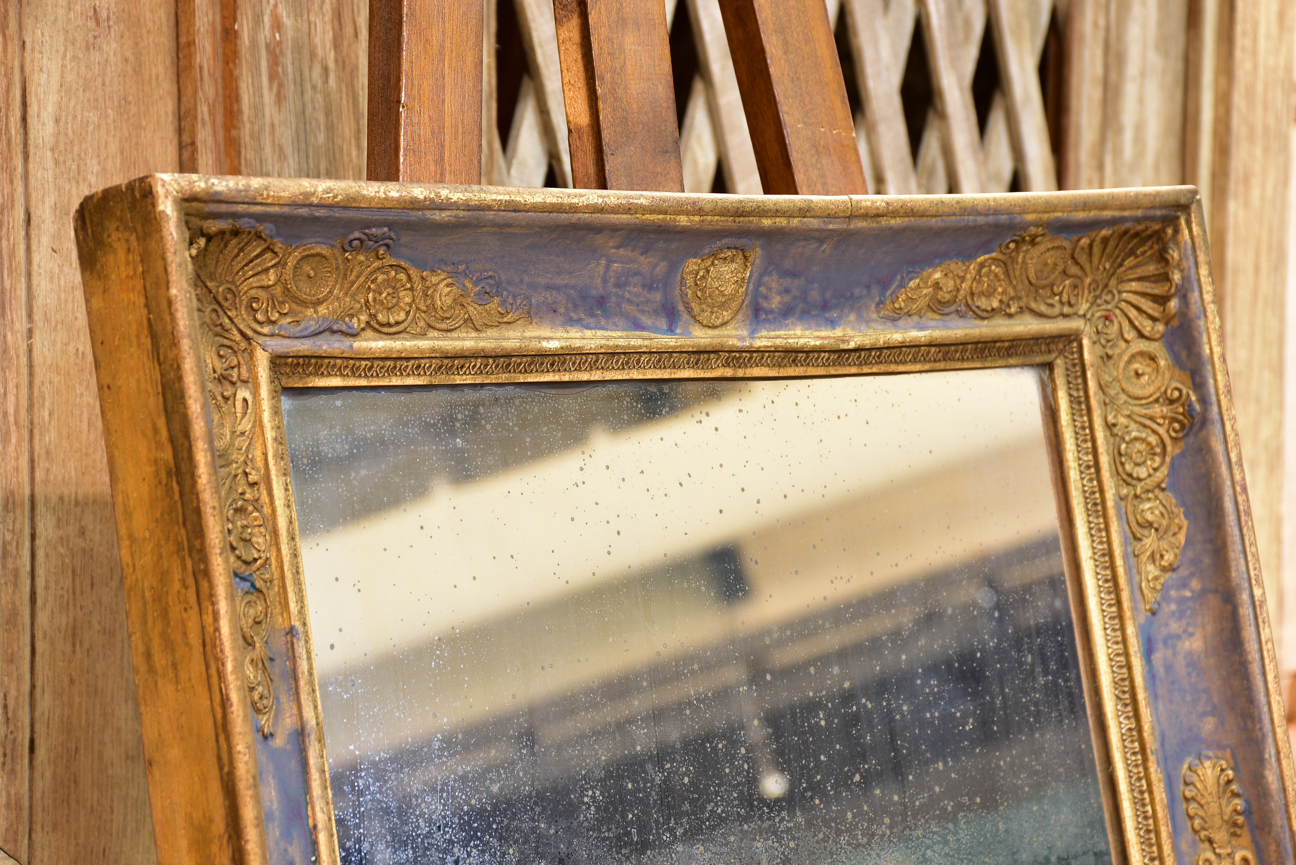 Early 19th century French Restauration mirror with blue patina