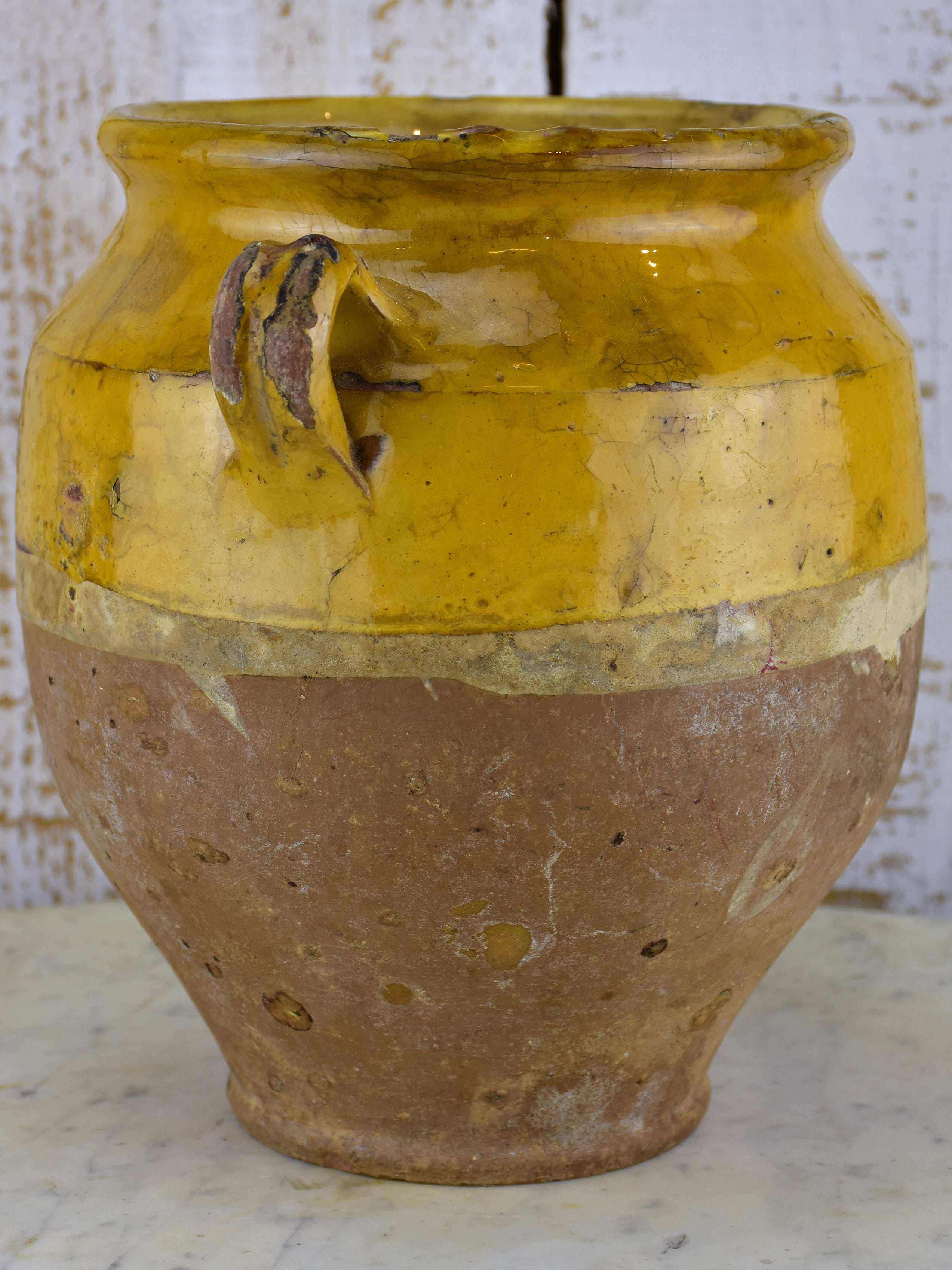 French confit pot with yellow glaze 19th century