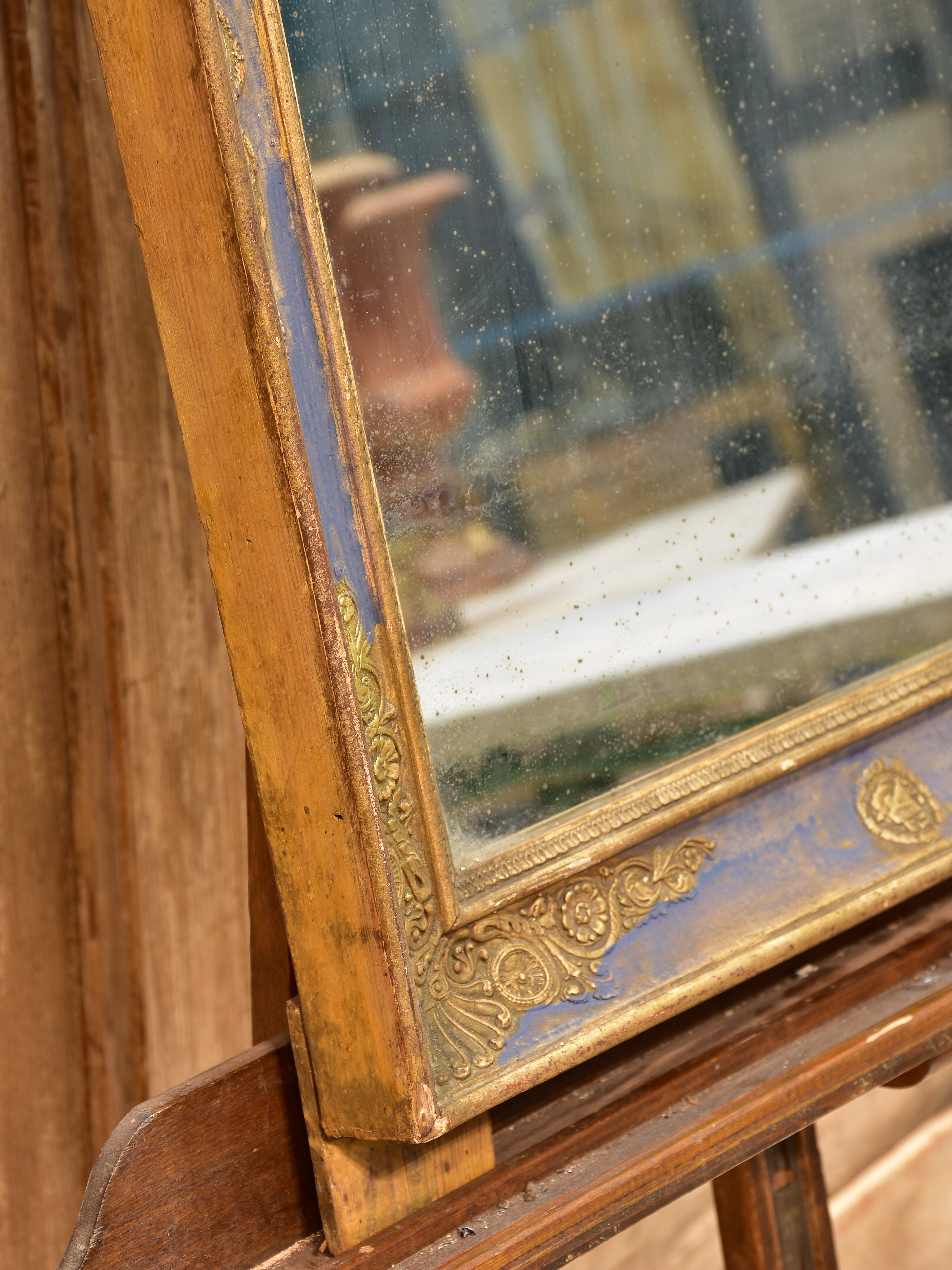 Early 19th century French Restauration mirror with blue patina