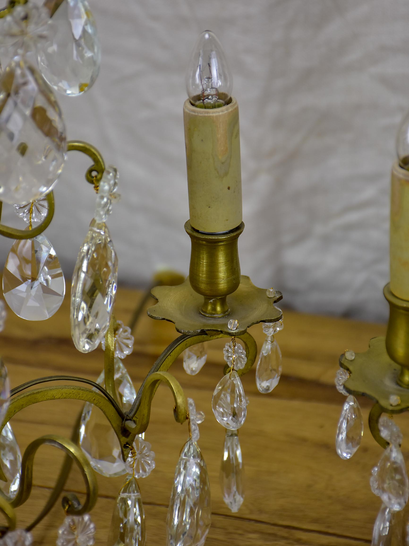 Pair of late 19th Century chandelier table lamps or Girandoles - three lights