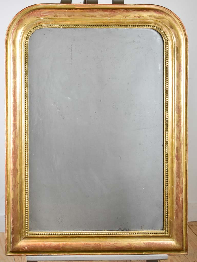 Antique French Louis Philippe mirror with gilt frame and running pearl 28¾" x 39¾"