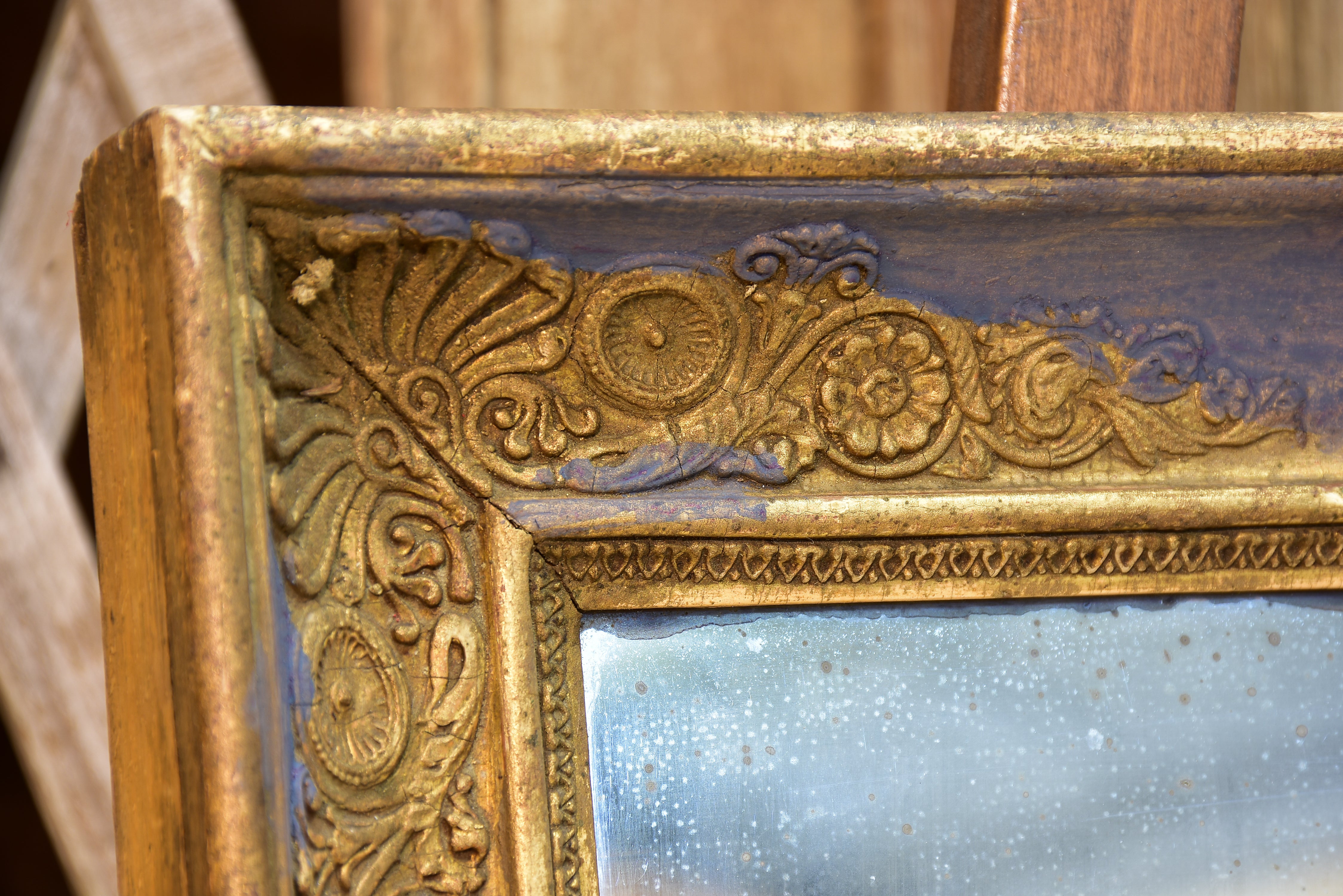 Early 19th century French Restauration mirror with blue patina