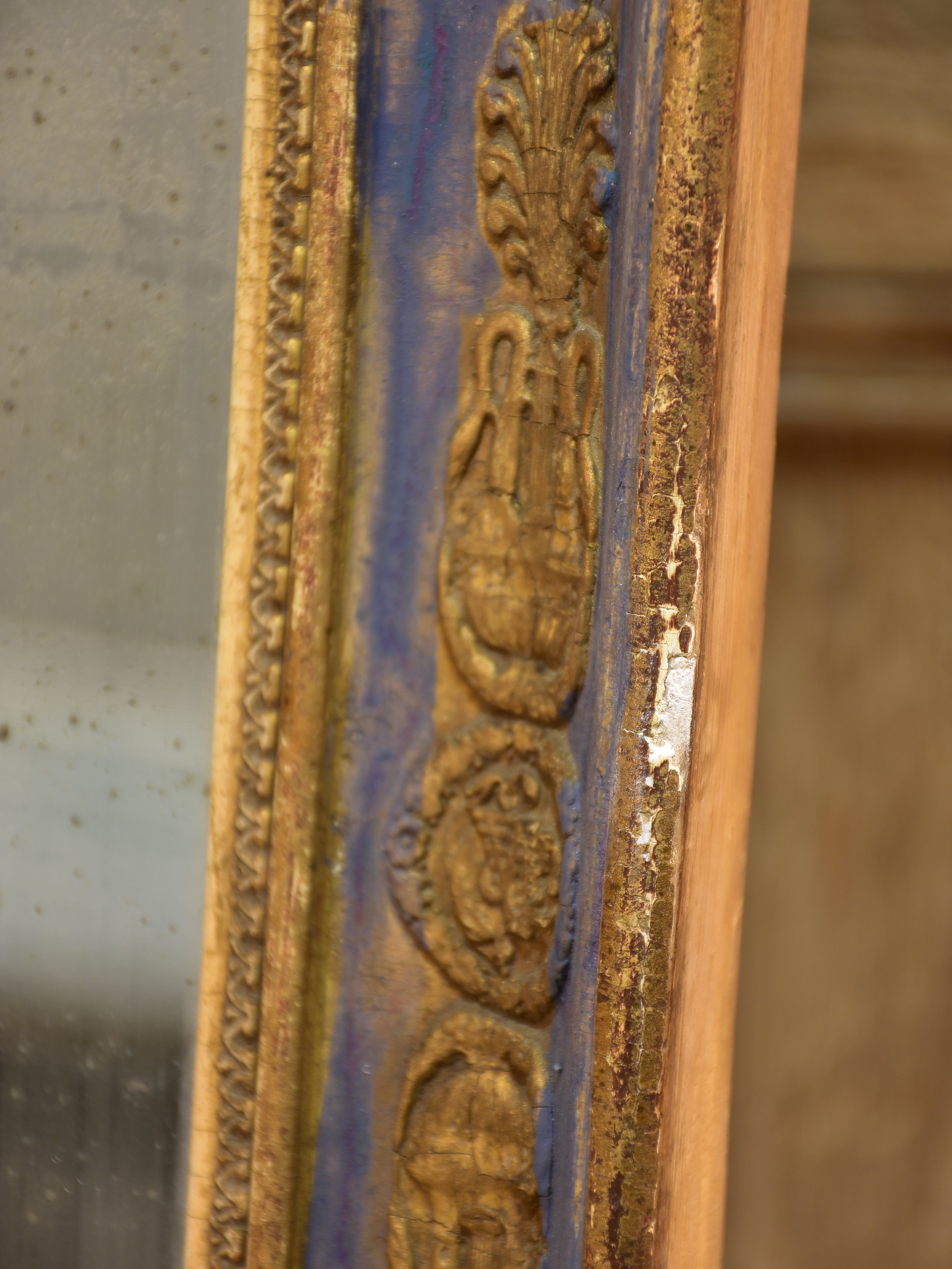 Early 19th century French Restauration mirror with blue patina