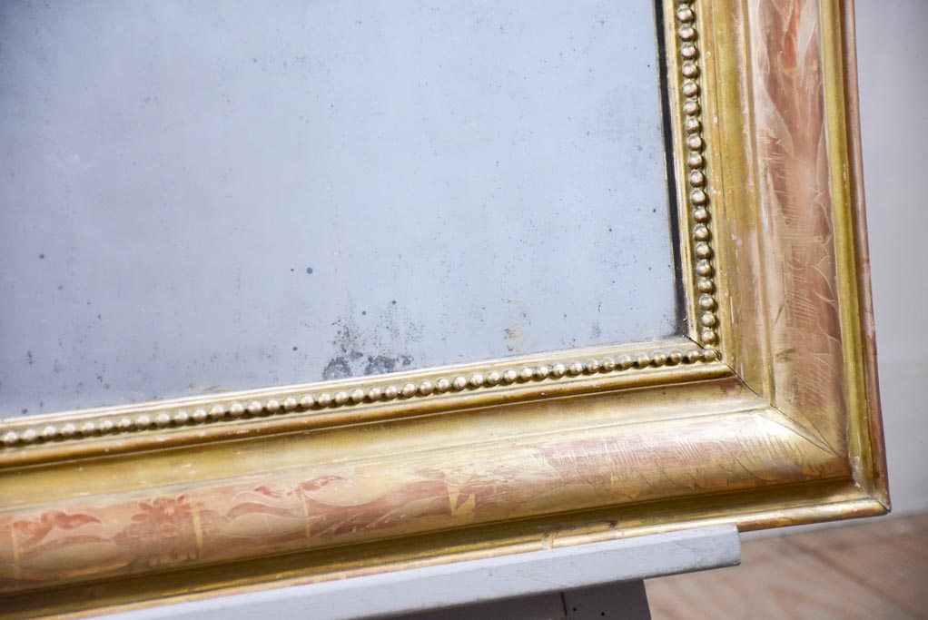 Antique French Louis Philippe mirror with gilt frame and running pearl 28¾" x 39¾"