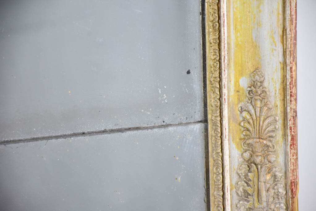 Large early 19th-century Restauration mirror with two panes 27¼" x 50"