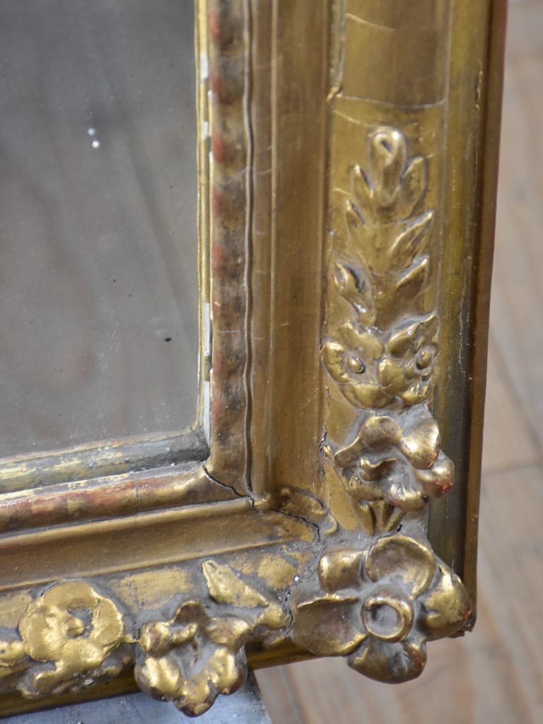 Antique French mirror with floral frame 28" x 41¼"