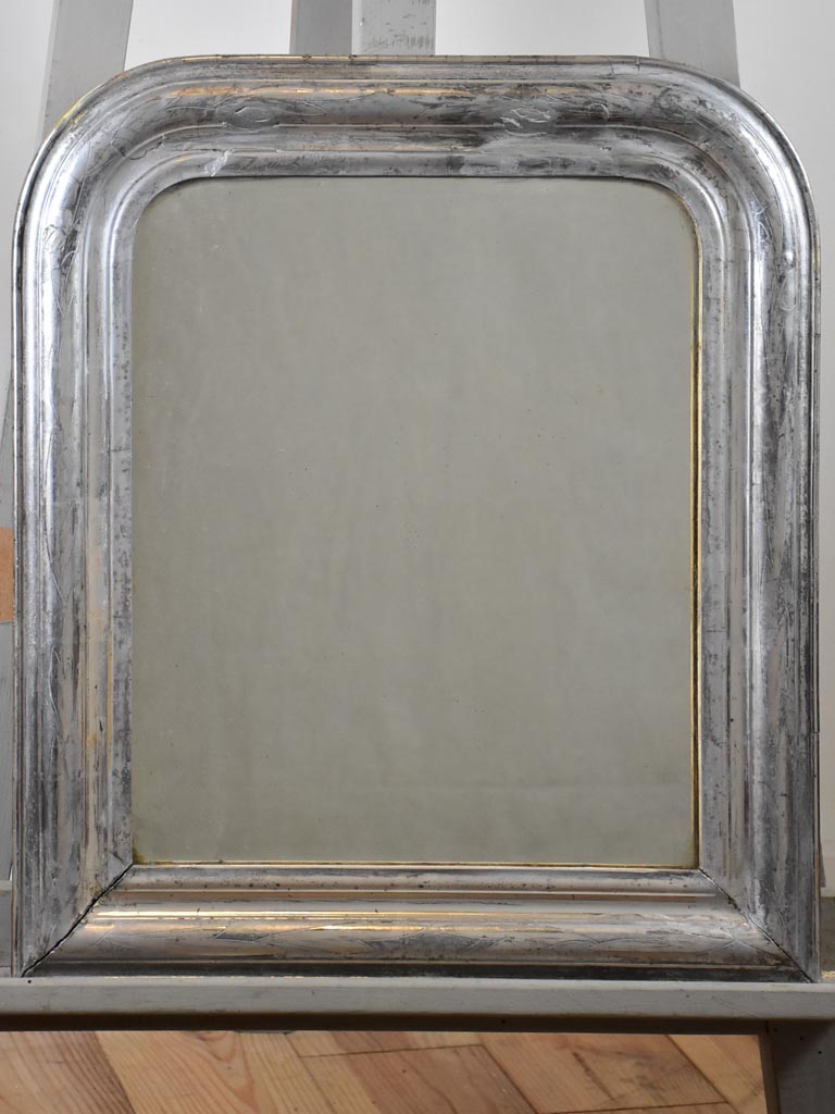 RESERVED Rare small Louis Philippe mirror with silver frame 17¾" x 20"