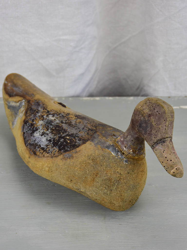 Antique French wooden duck hunting decoy