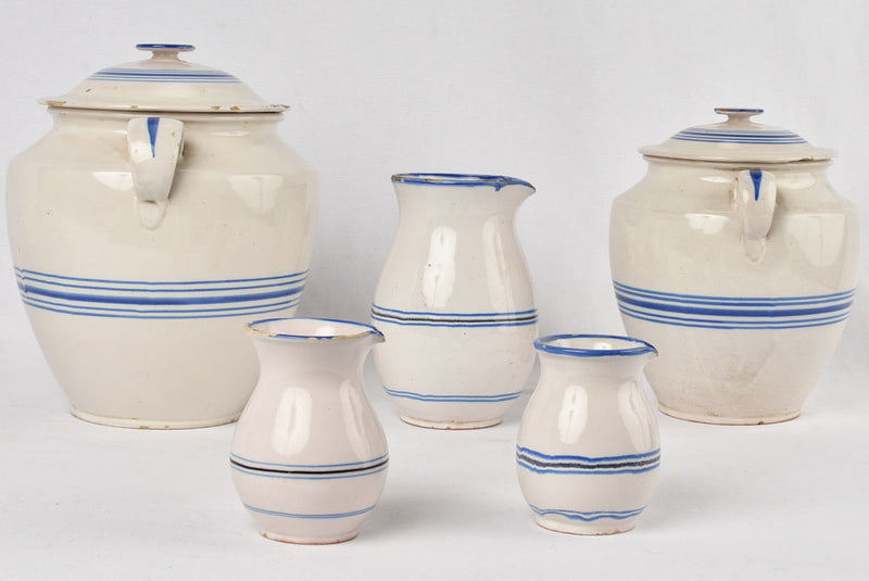 Charming French striped ceramic pitchers