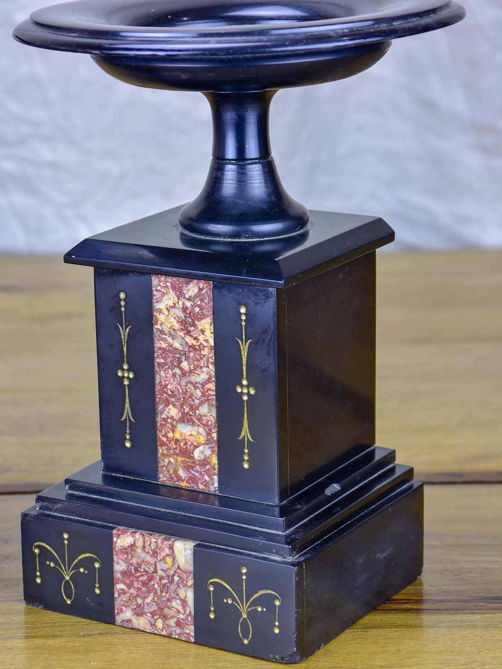Pair of black stone and marble mantle piece vide poche