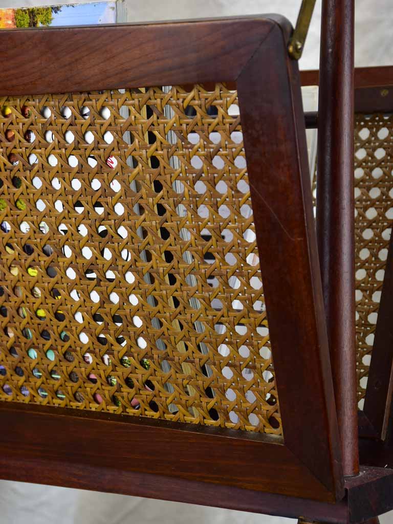 Magazine stand, cane & mahogany, French, (1930-40s)