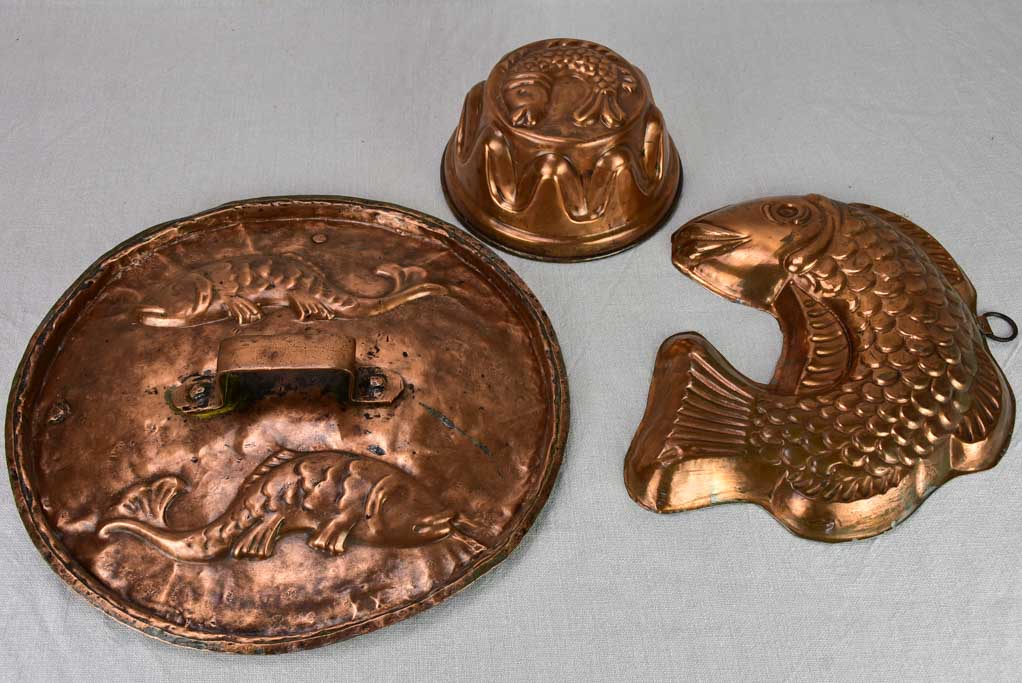 Collection of three 18th and 19th century French copper molds - fish