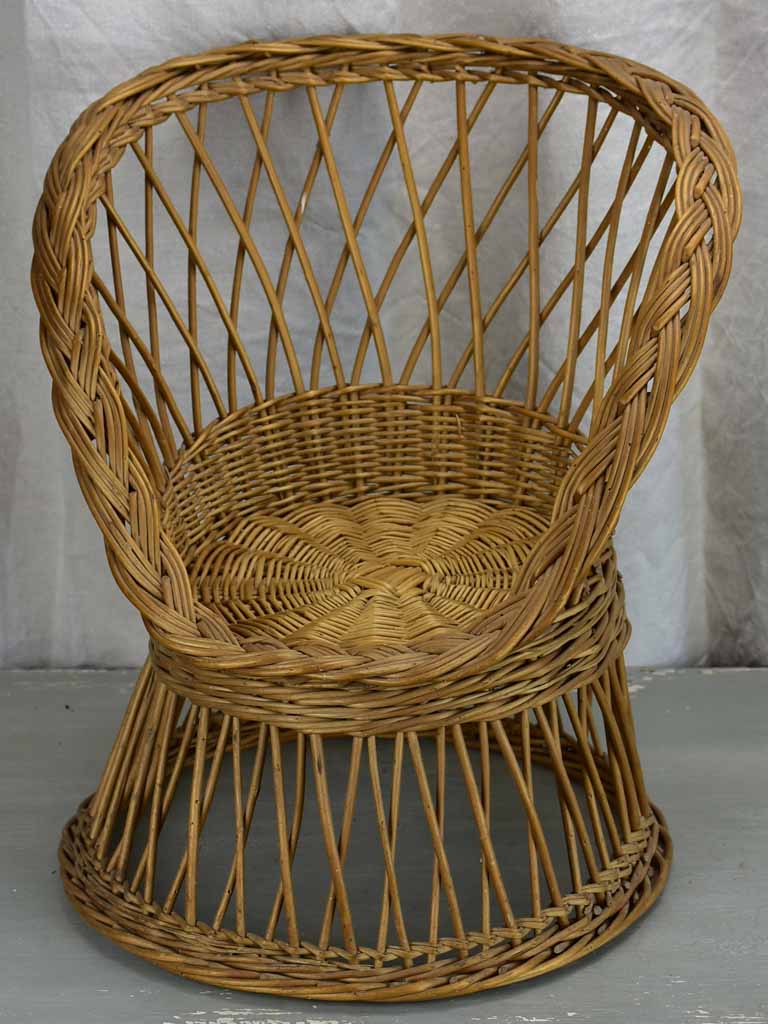 Mid-century children's wicker armchair and table