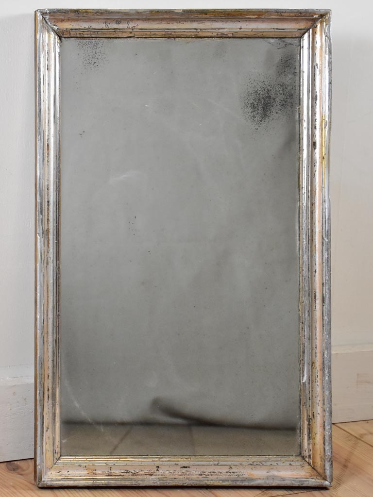 Small late 19th-century rectangular mirror with silver-leaf frame
