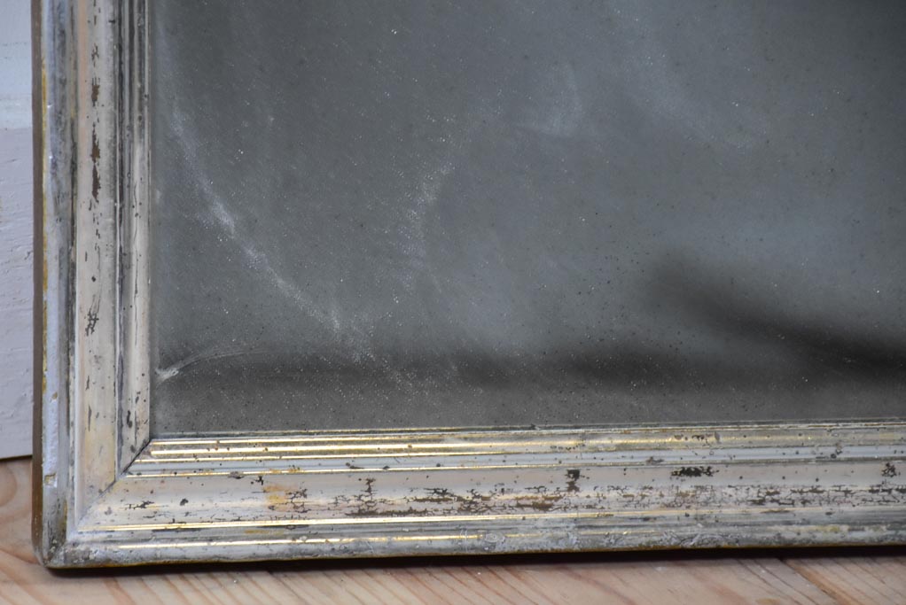 Small late 19th-century rectangular mirror with silver-leaf frame