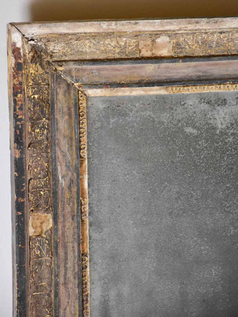 Very large 18th-century Directoire mirror with timeworn glass 32" x 44"