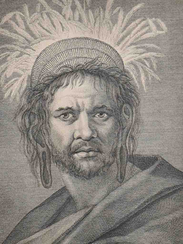 Antique French engraving of a man from L'Isle de Paques 13" x 16¼"