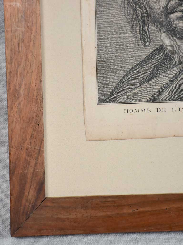 Antique French engraving of a man from L'Isle de Paques 13" x 16¼"