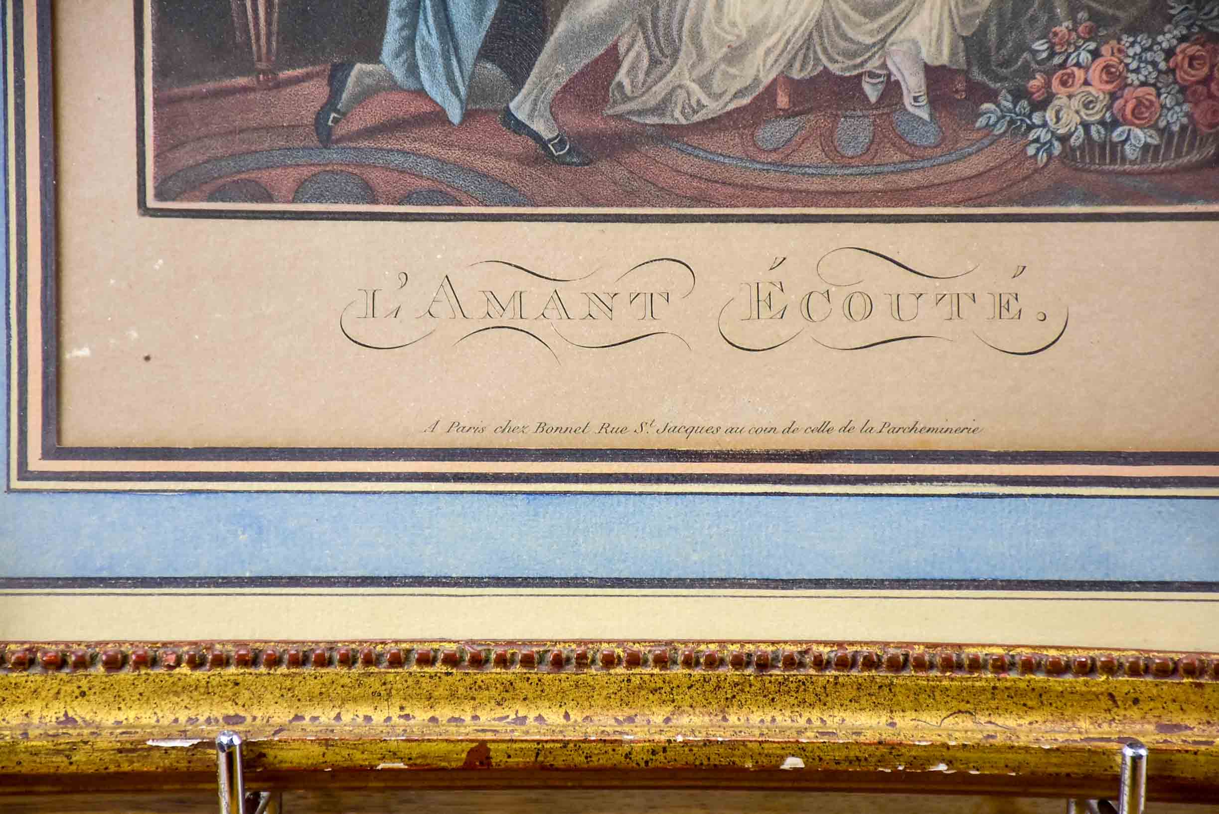 Framed French print of an 18th Century domestic scene 15” x 18”