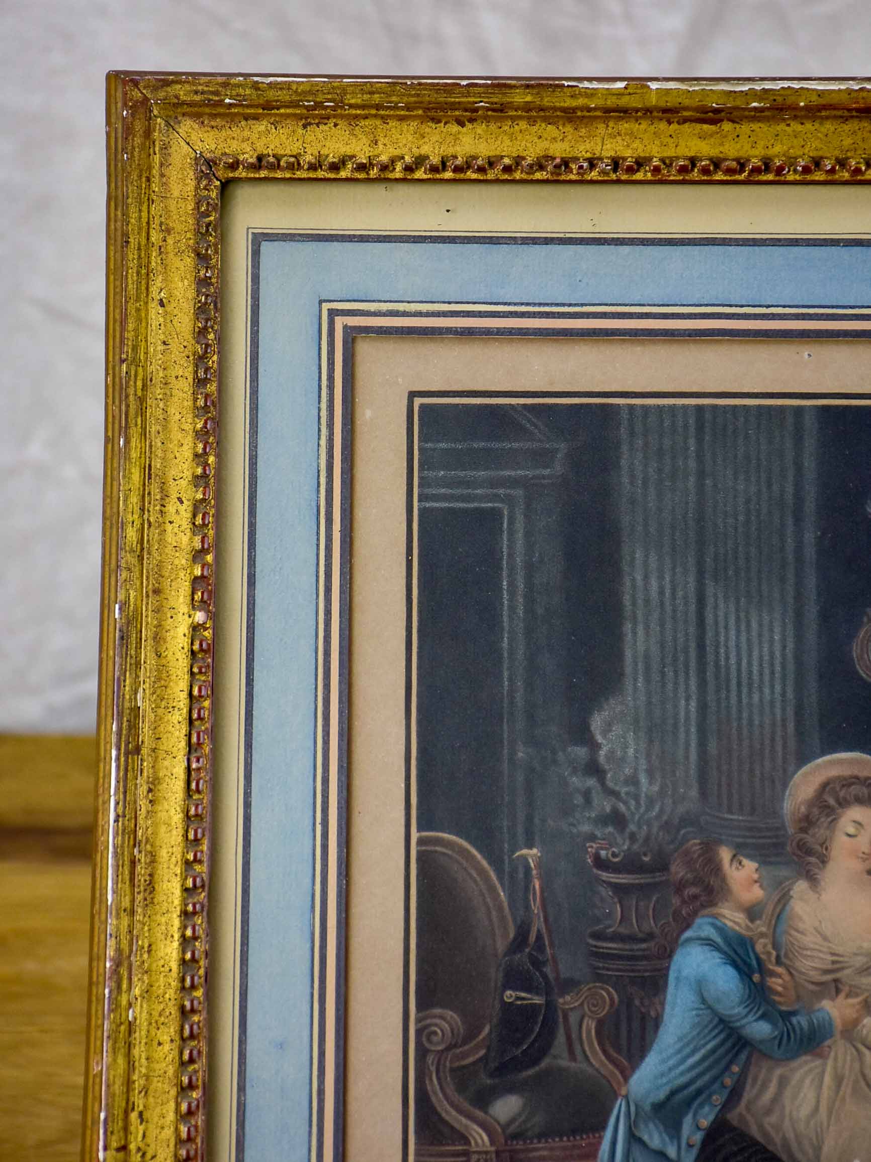 Framed French print of an 18th Century domestic scene 15” x 18”