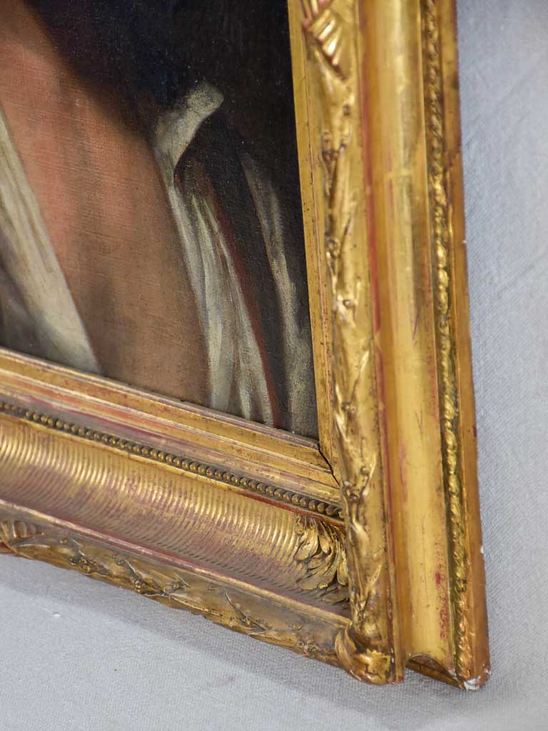 Charming vintage oil canvas, young male subject