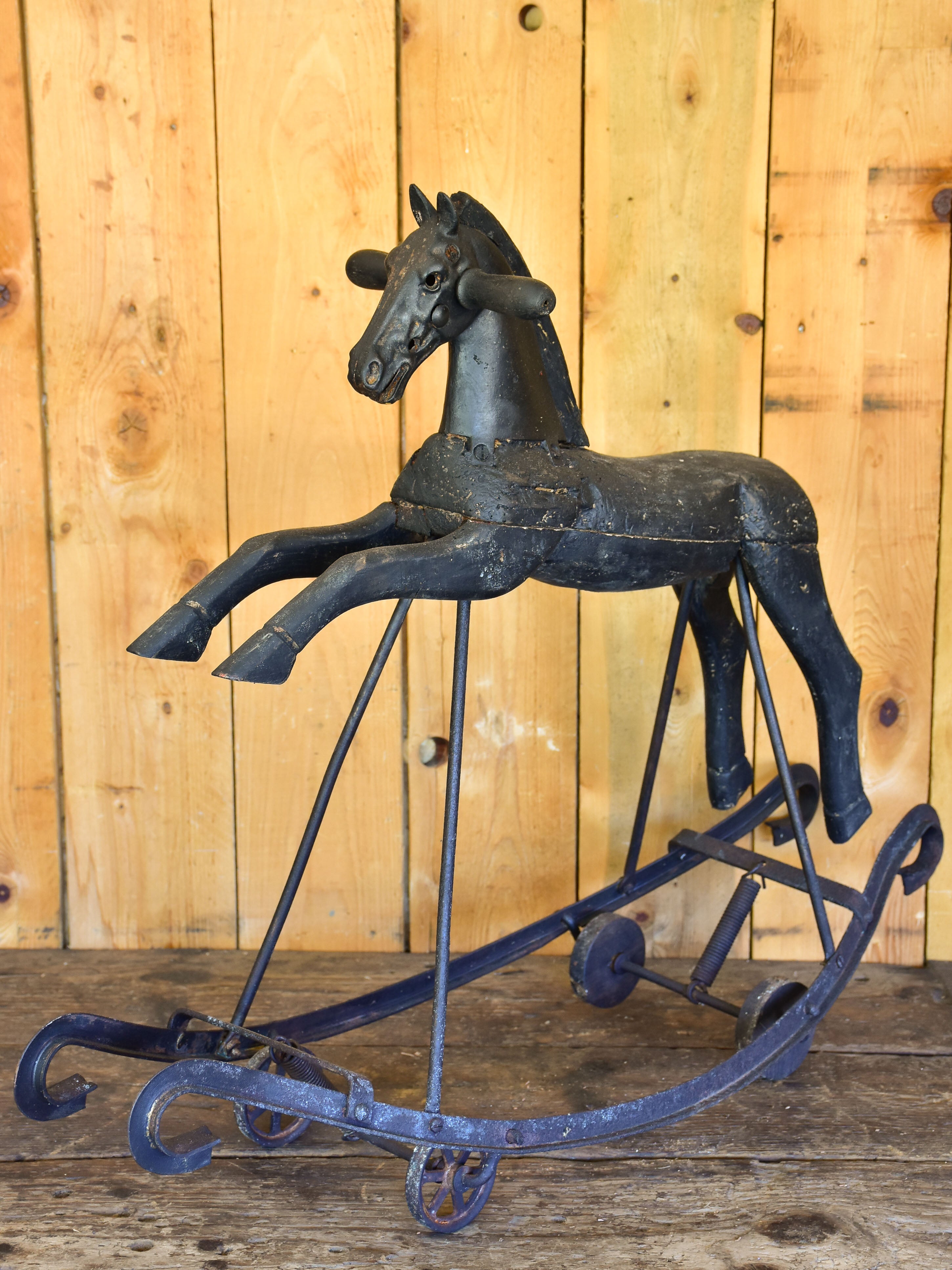 Late 19th century French toy horse on wheels