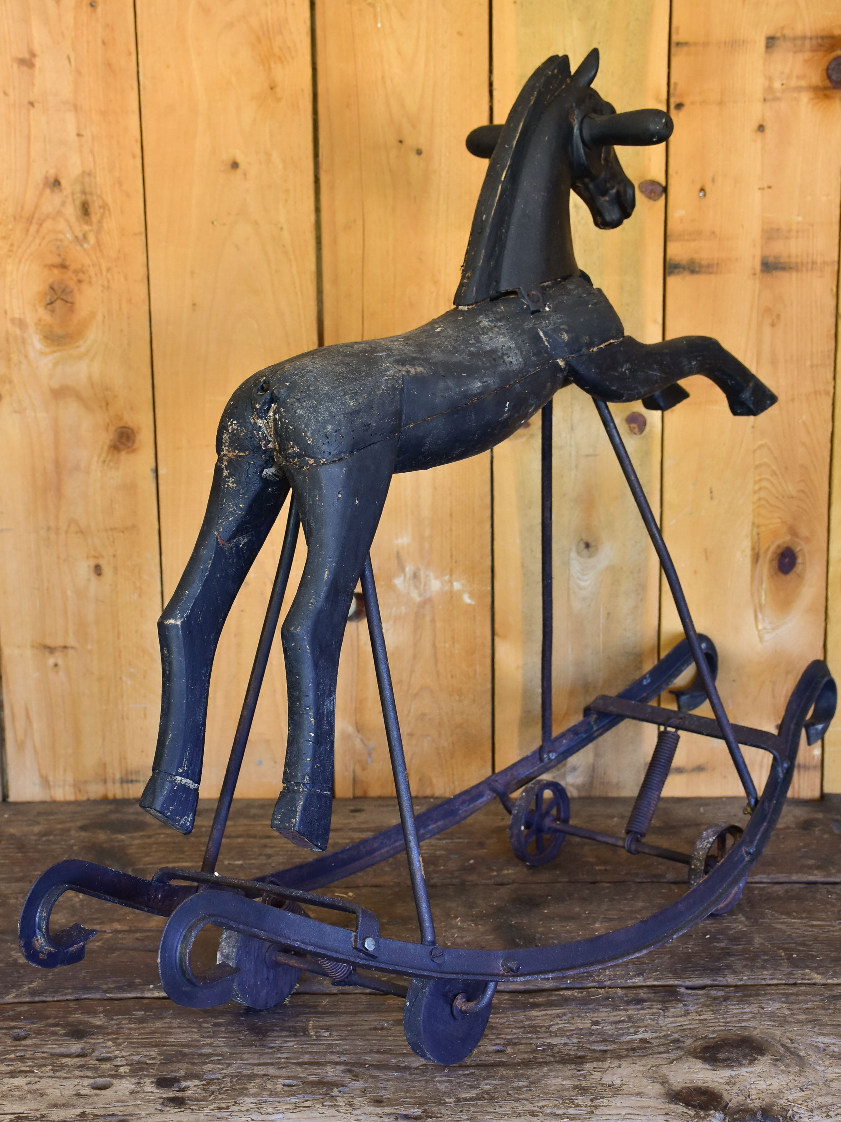 Late 19th century French toy horse on wheels