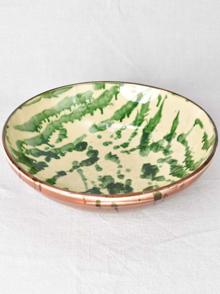 Large yellow and green ceramic fruit bowl 14½"