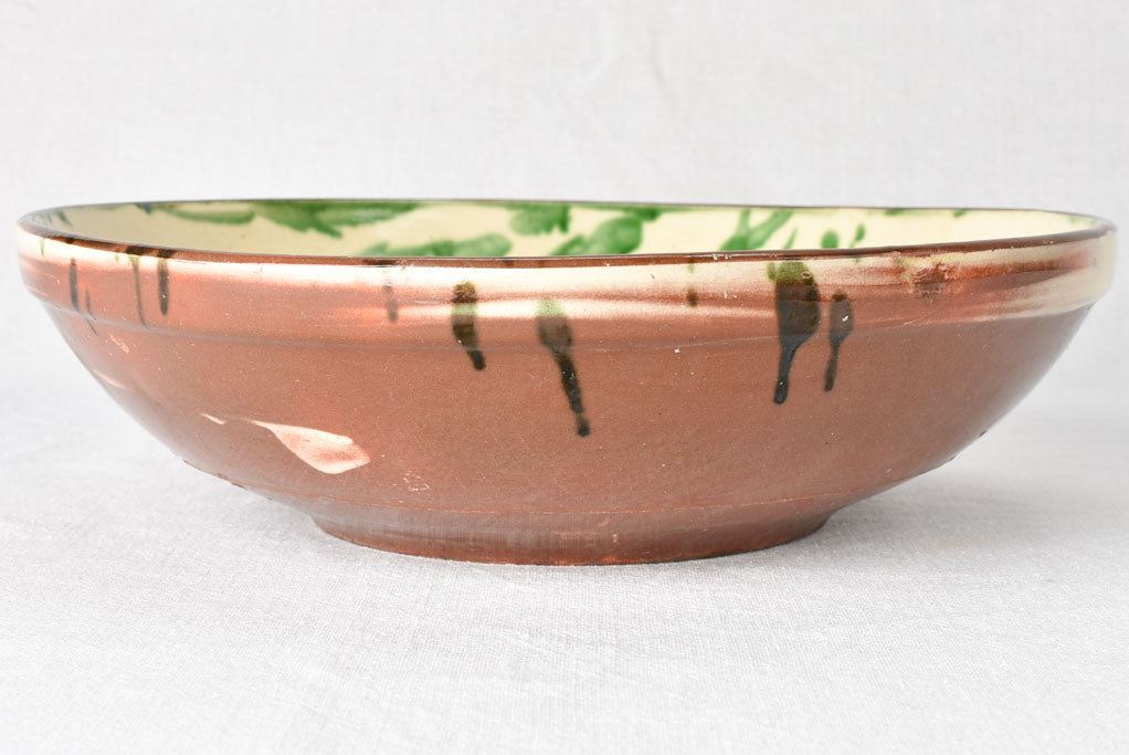 Large yellow and green ceramic fruit bowl 14½"