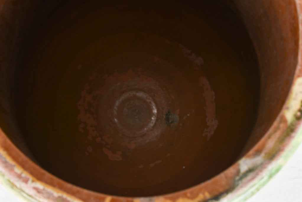 Large 19th century Olive jar - tapered with green glaze - Tournac 35½"