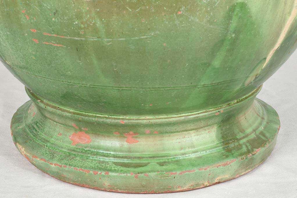 Large 19th century Olive jar - tapered with green glaze - Tournac 35½"