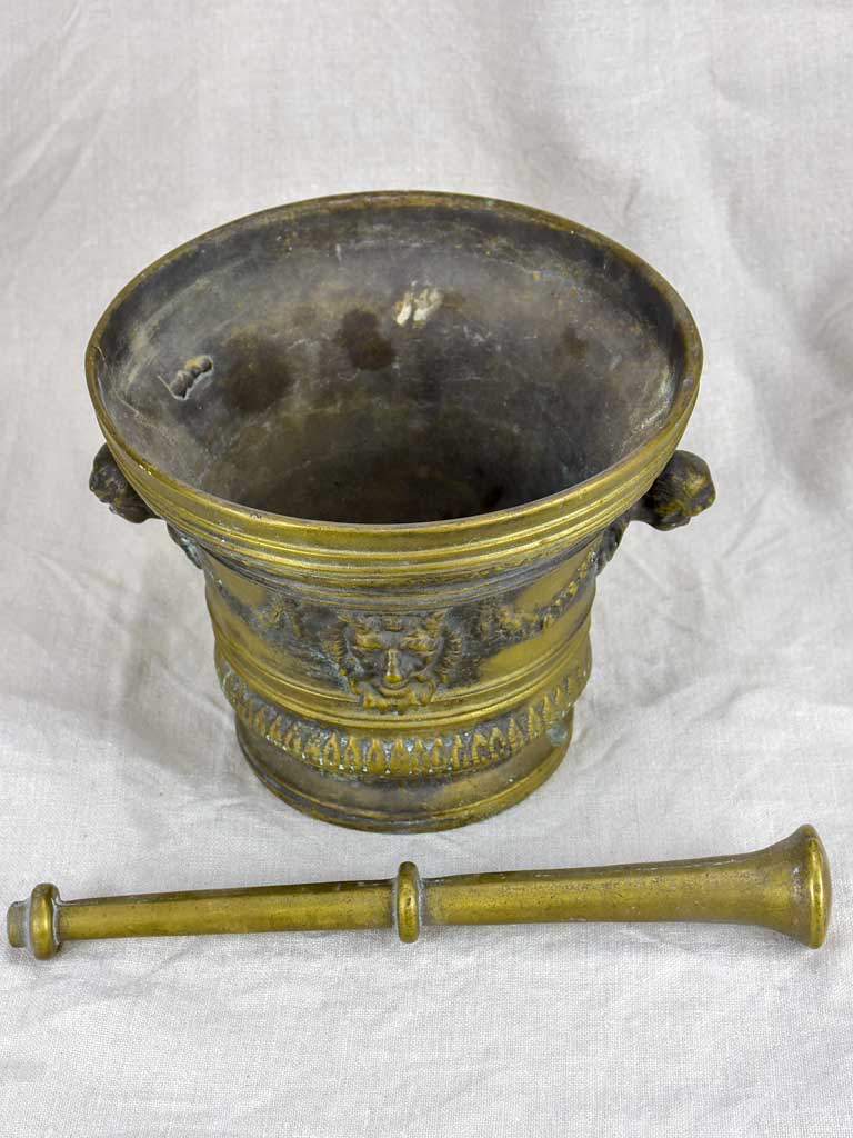 Antique bronze apothecary mortar and pestle