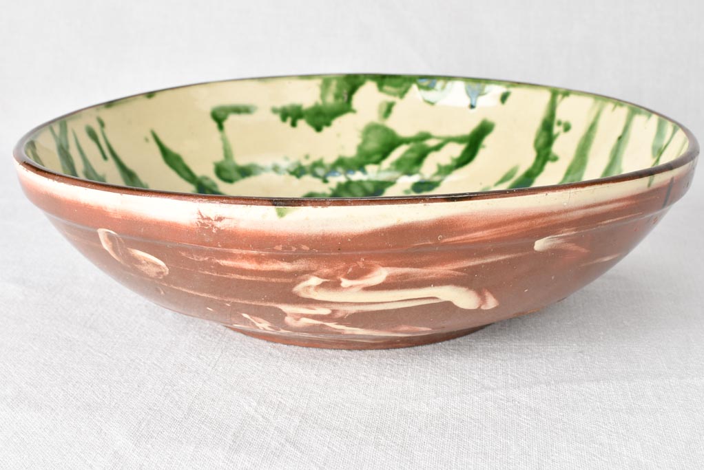Large yellow and green ceramic fruit bowl 14½"