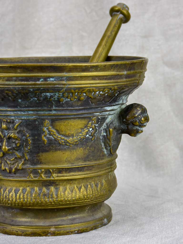 Antique bronze apothecary mortar and pestle